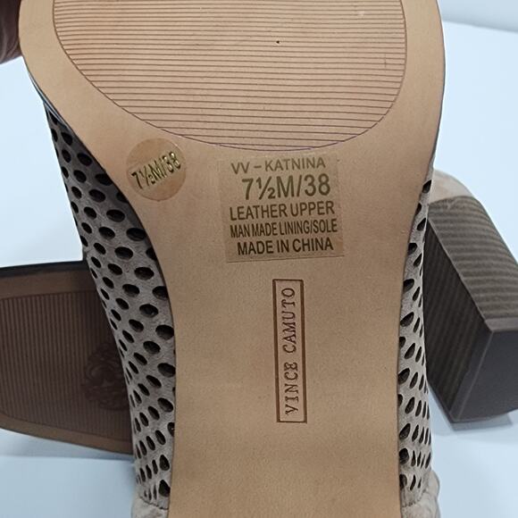 Vince Camuto Katnina Bootie Perforated Leather Open Toe Size 7.5 M Taupe - Picture 11 of 14